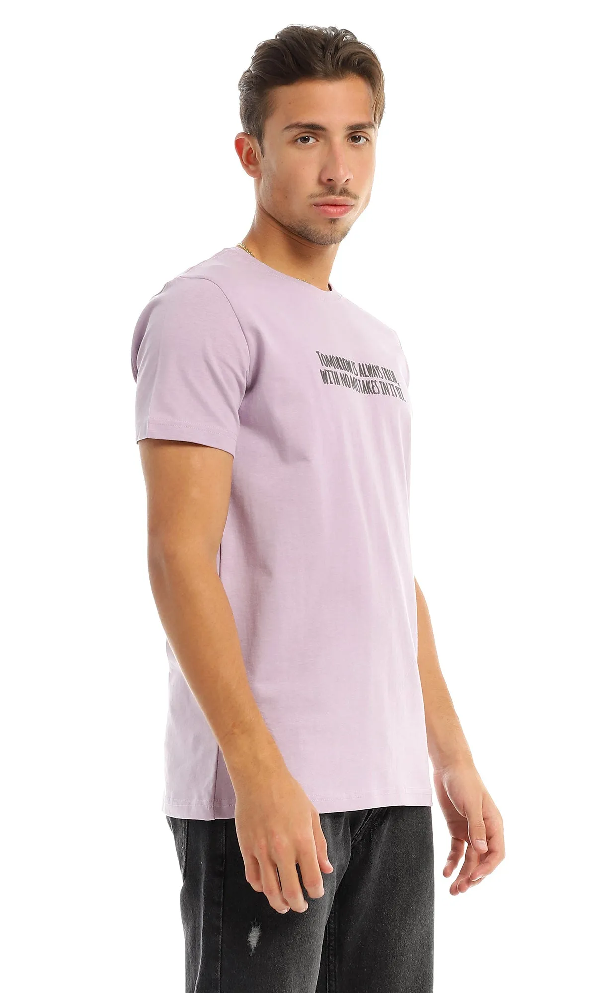 97743 Printed Quote Round Lilac T-Shirt