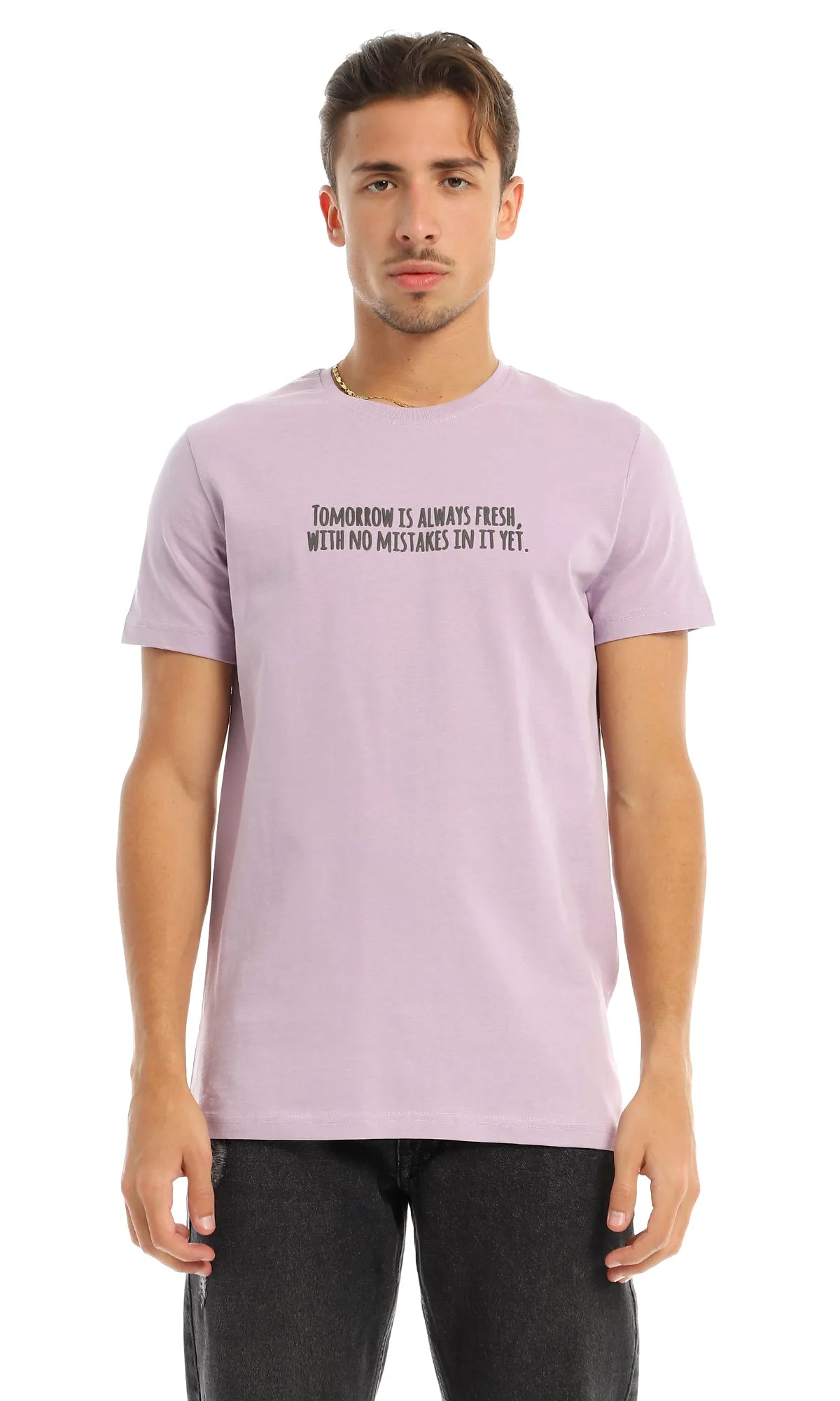 97743 Printed Quote Round Lilac T-Shirt