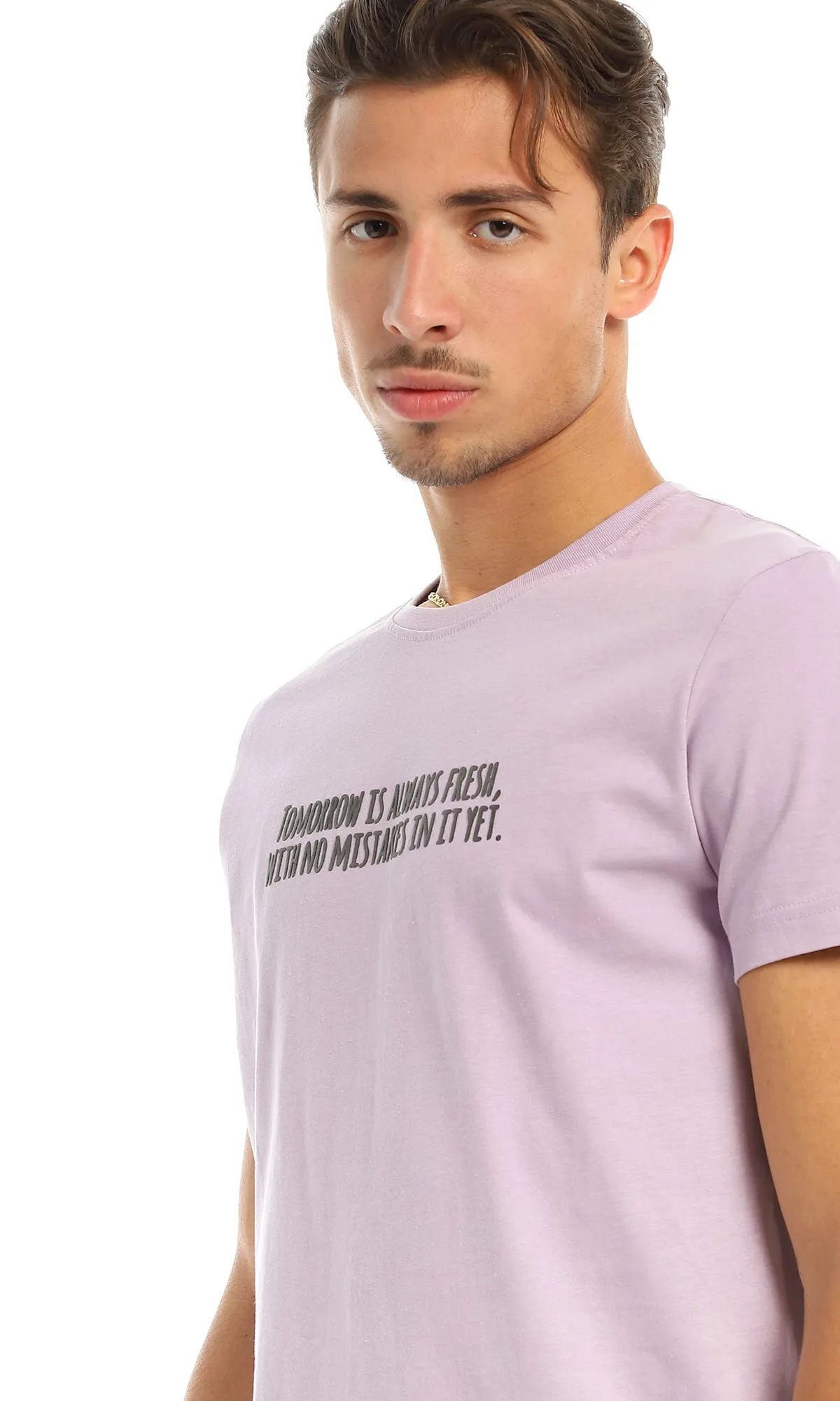 97743 Printed Quote Round Lilac T-Shirt