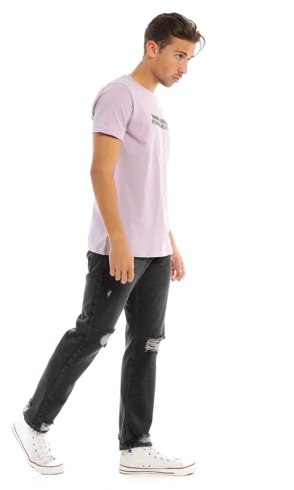 97743 Printed Quote Round Lilac T-Shirt