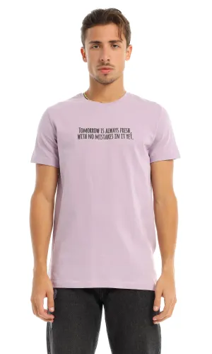 97743 Printed Quote Round Lilac T-Shirt