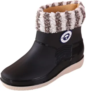 AMDBEL Botas de lluvia para mujer impermeables, Rain Boots for Women Waterproof, Women Rain Boots Black Waterproof Mid Calf Lightweight Cute Booties Fashion Out Work Outdoor Garden Shoes
