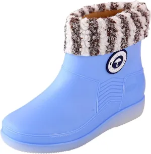 AMDBEL Botas de lluvia para mujer impermeables, Rain Boots for Women Waterproof, Women Rain Boots Black Waterproof Mid Calf Lightweight Cute Booties Fashion Out Work Outdoor Garden Shoes