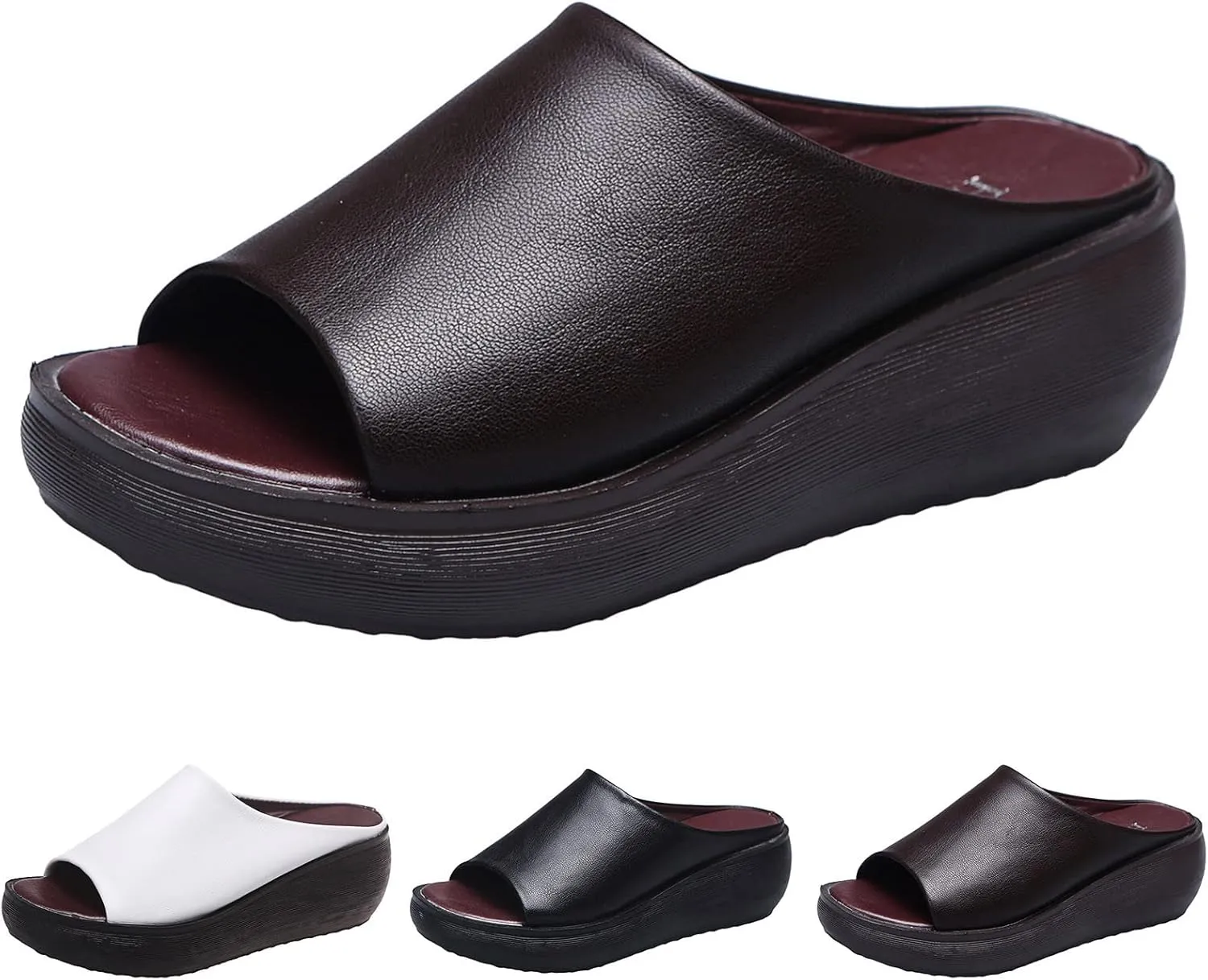 AMDBEL Slipper Sandals for Women Wedges Slides Sandals Dressy Platform Summer Comfortable Casual Slip On Shoes Beach Sandals