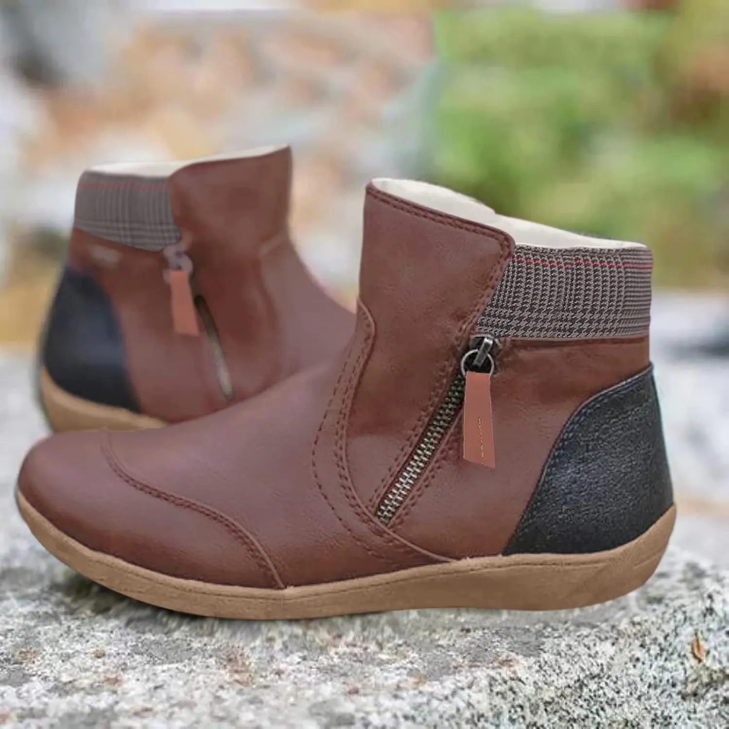 Ankle Boots for Women Arch Support Womens Low Heel Fashion Lace Up Zipper Booties Casual Walking Short Bootie