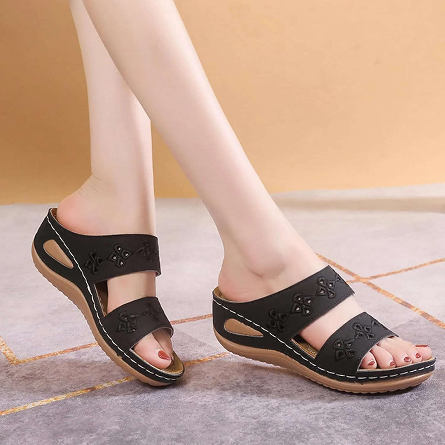 Arch Support Sandals for Women Comfort Wedge Shoes Summer Wedges Slides Orthotic Walking Sandal 2025 New