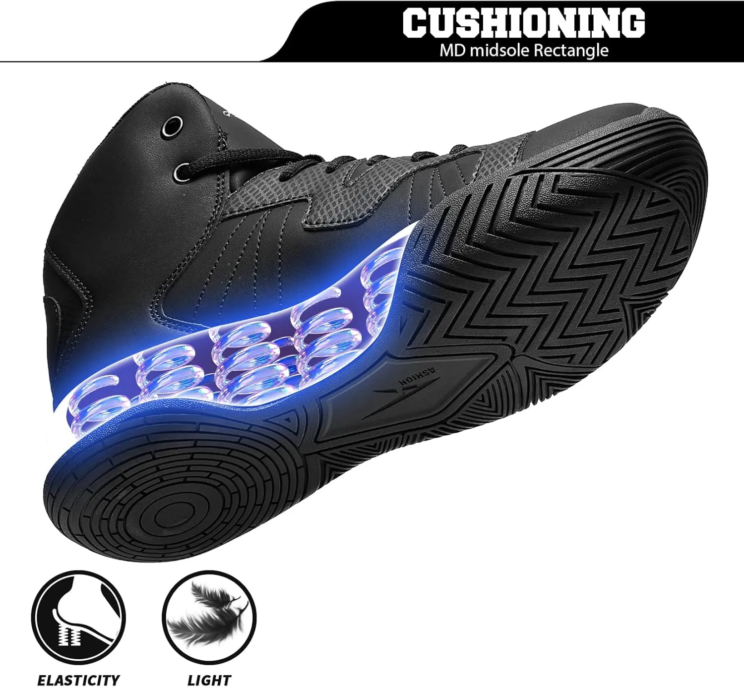 ASHION Mens Basketball Shoes High Top Streetball Lightweight Outdoor Sneakers Cushioning Shoes for Sport Athletic Fitness