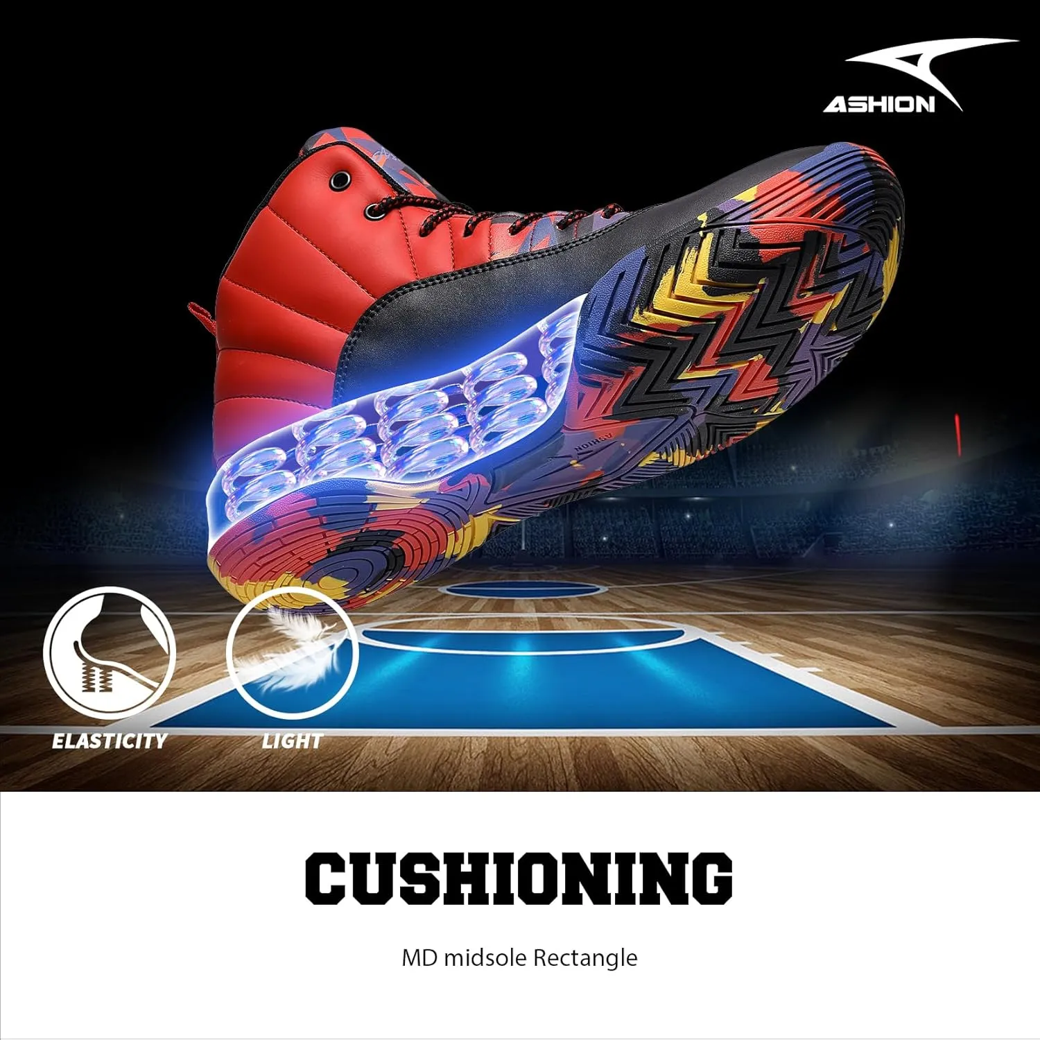 ASHION Unisex Kids Basketball Shoes Boys Air High Top Sneakers Girls Breathable Non-Slip Athletic Shoes Little Kid/Big Kid
