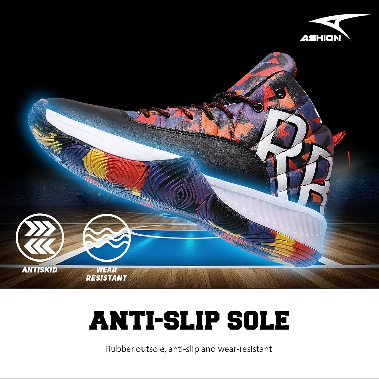 ASHION Unisex Kids Basketball Shoes Boys Air High Top Sneakers Girls Breathable Non-Slip Athletic Shoes Little Kid/Big Kid