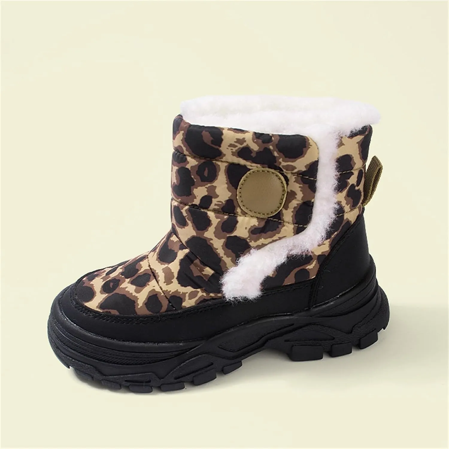 Baby Boys Girls Leopard Winter Warm Cozy Shoes Fleece Snow Boots Toddler Infant Non-Slip Faux Fr Walking Booties