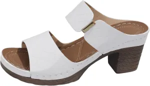 Block Heel Sandals for Women Heeled Two Strap Open Toe Low Chunky Heels Slip On Comfortable Womens Mid Ankle Sandal Casual Slippers Summer Backless Mules Slide Walking Shoes For Party Beach Vacation