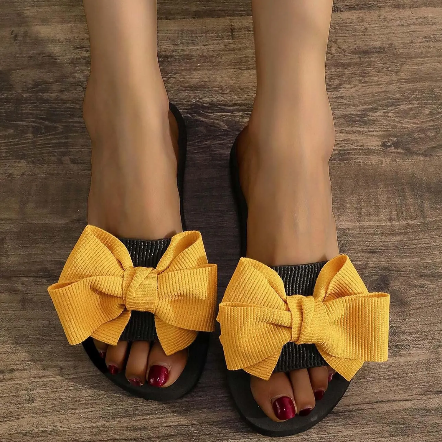 Bowknot Slides for Women Summer Dressy Slip on Sandals Beach Holiday Walking Slippers Bohemian Slide Shoes 2025 New
