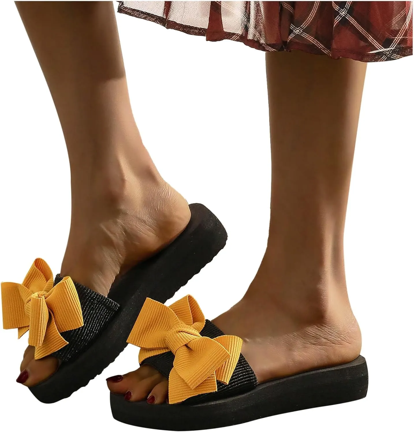 Bowknot Slides for Women Summer Dressy Slip on Sandals Beach Holiday Walking Slippers Bohemian Slide Shoes 2025 New
