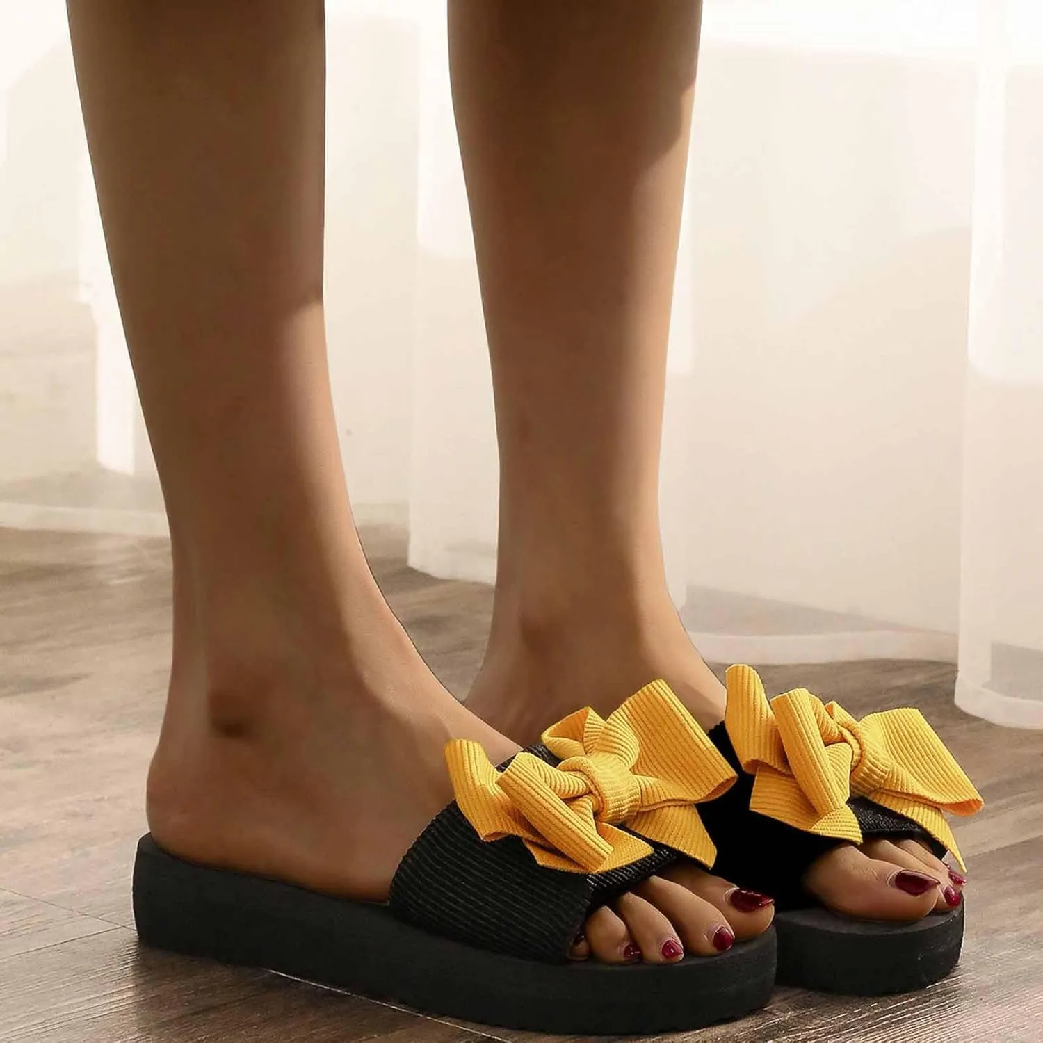Bowknot Slides for Women Summer Dressy Slip on Sandals Beach Holiday Walking Slippers Bohemian Slide Shoes 2025 New