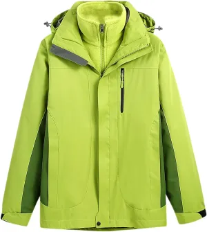 Cambkatl Men's Softshell Jacket 3-in-1 Windbreaker Waterproof Winter Warm Outerwear Hooded Tactical Coat for Hiking Running