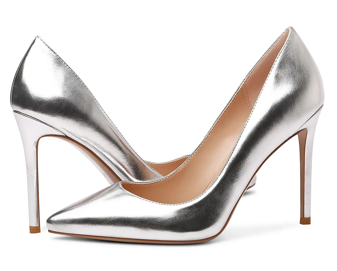 CASTAMERE Womens Basic High Heels Pumps Slip On Pointy Toe Stilettos 10CM Heel
