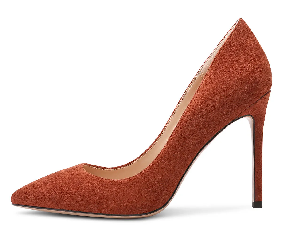 CASTAMERE Womens Basic High Heels Pumps Slip On Pointy Toe Stilettos 10CM Heel
