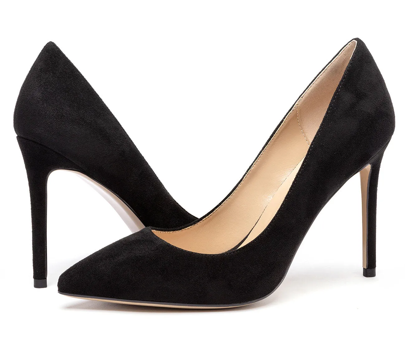CASTAMERE Womens Basic High Heels Pumps Slip On Pointy Toe Stilettos 10CM Heel