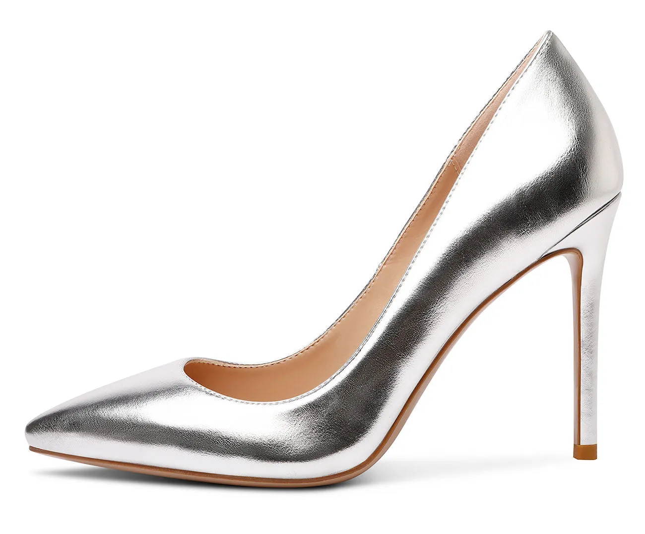 CASTAMERE Womens Basic High Heels Pumps Slip On Pointy Toe Stilettos 10CM Heel