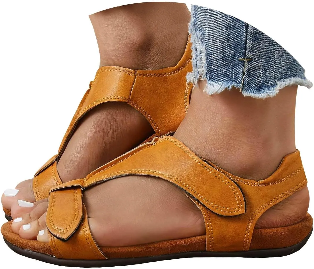 Cathalem Orthotic Sandals for Women, 2024 Womens Arch Support Flat Sandals Flat Arch Massage Casual Beach Sandals