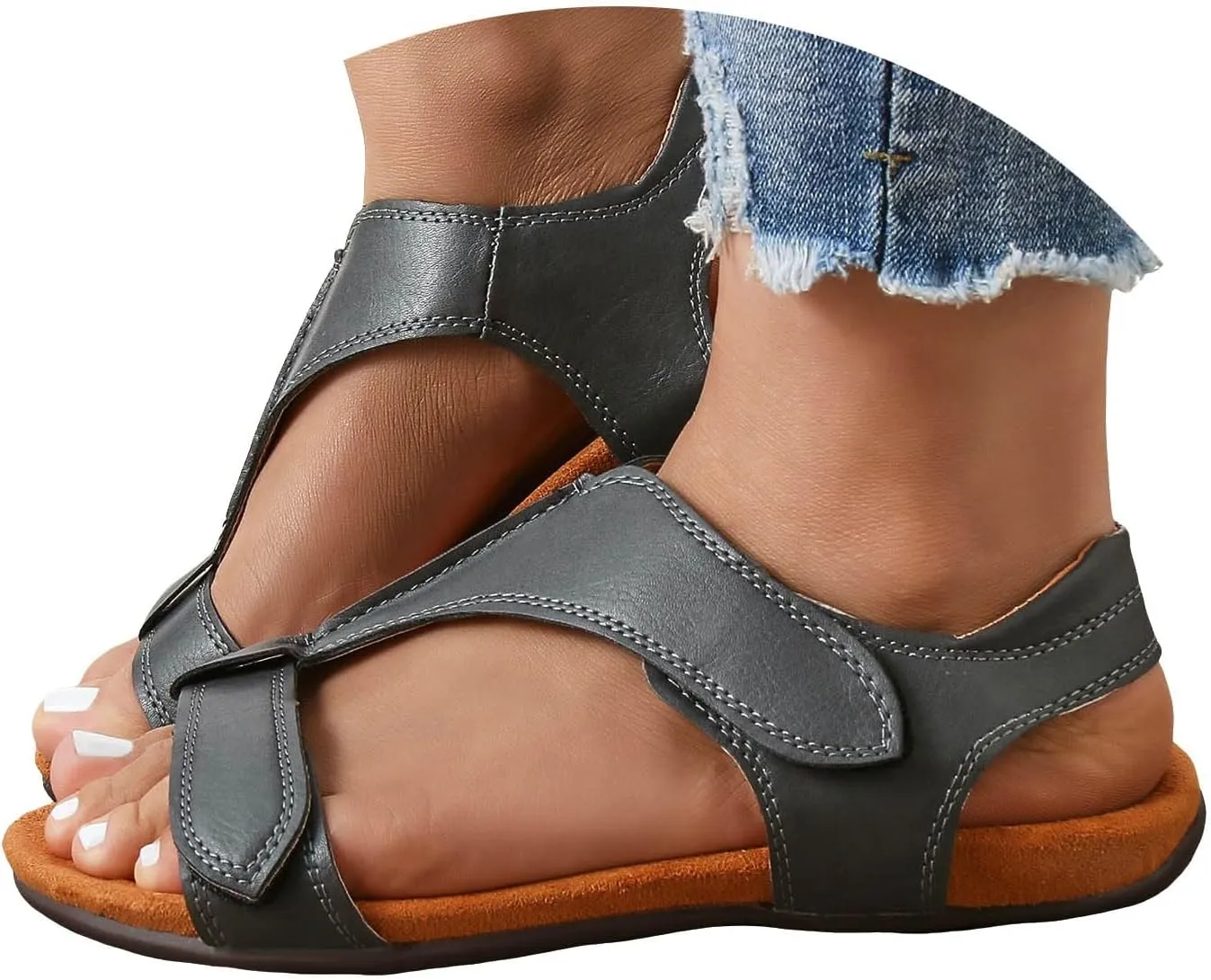 Cathalem Women's Comfy Orthotic Sandals 2024 Flat Arch Massage Casual Beach Sandals Womens Arch Support Flat Sandals