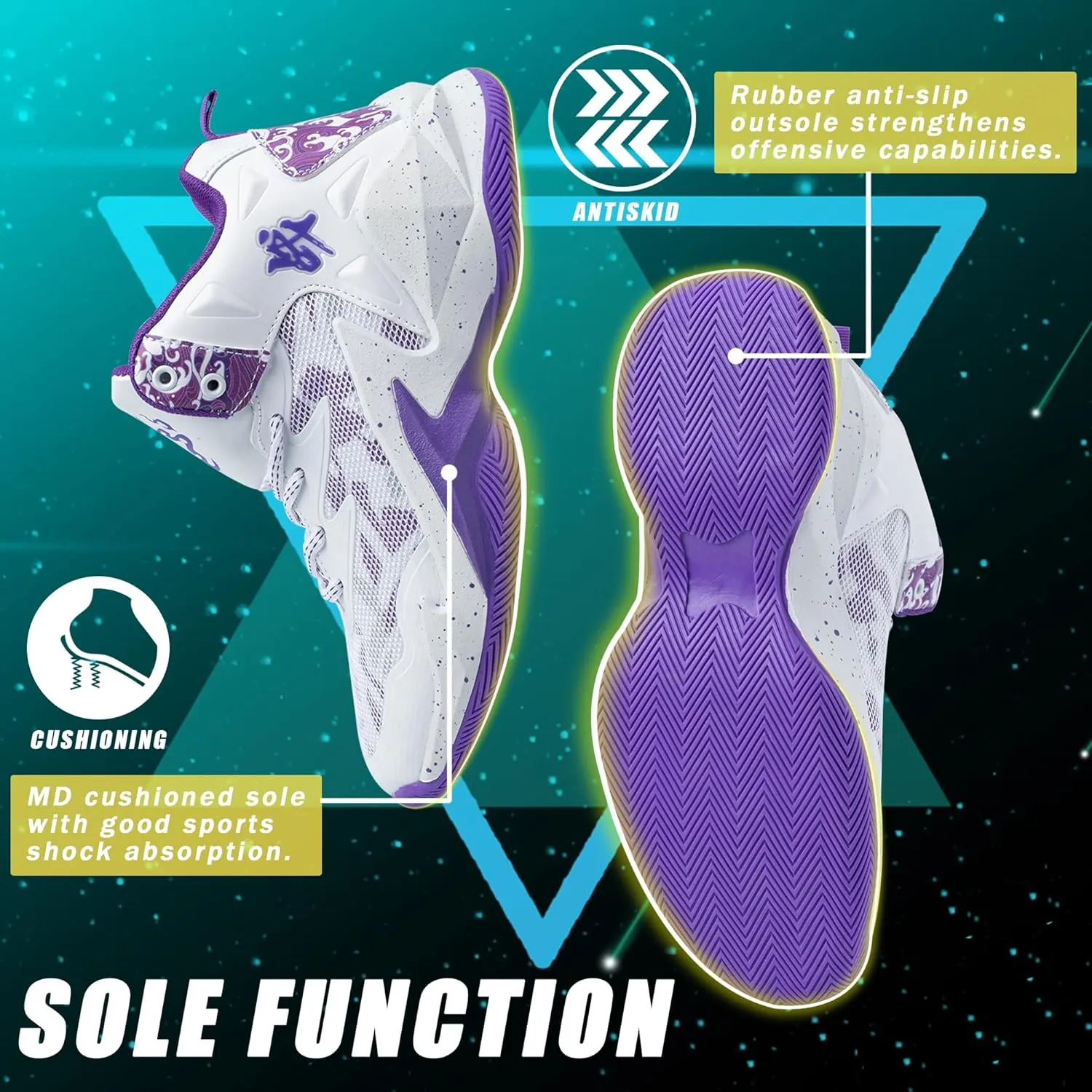 CJSPORX Men Women Basketball Shoes Breathable Non Slip Outdoor Fashion Sneakers