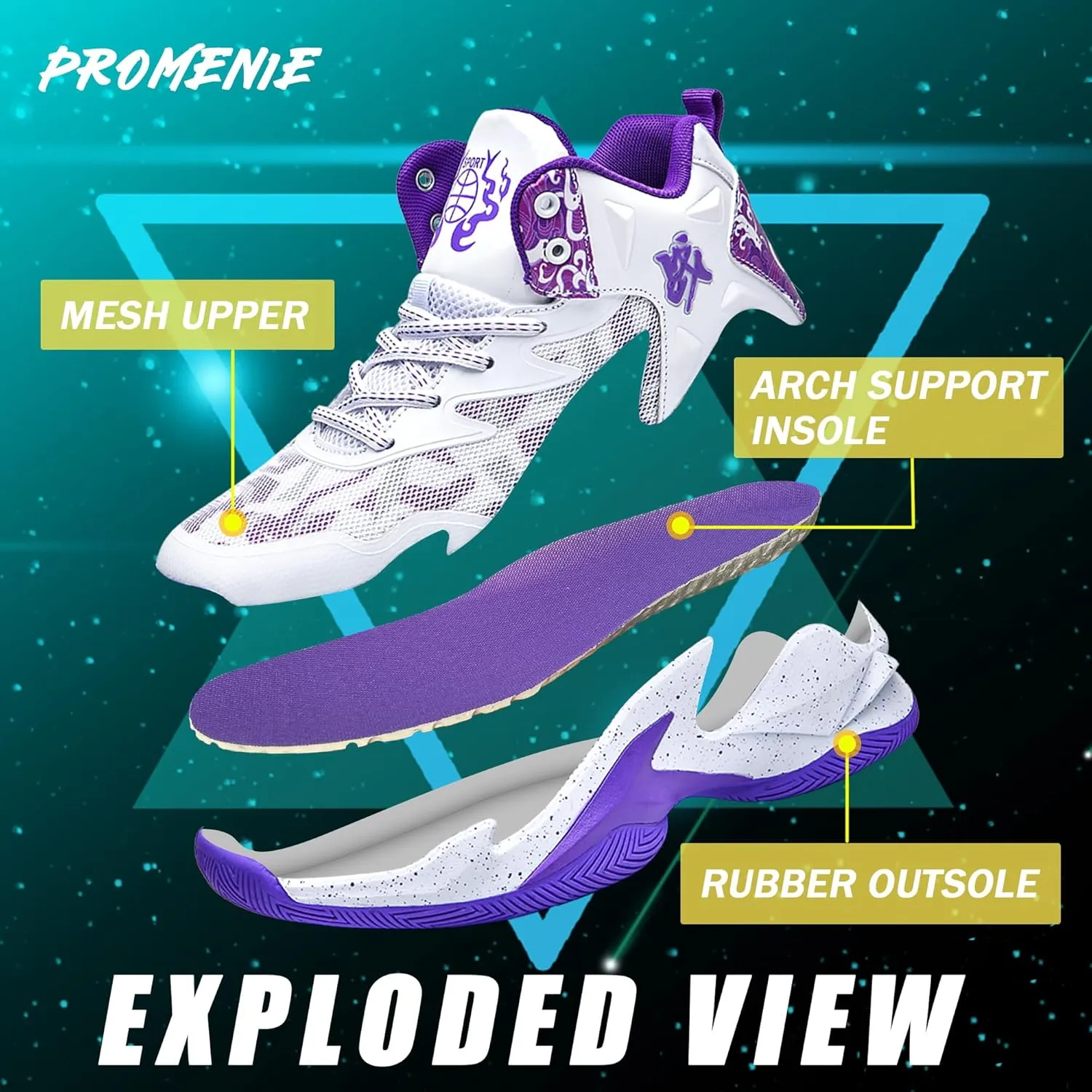 CJSPORX Men Women Basketball Shoes Breathable Non Slip Outdoor Fashion Sneakers