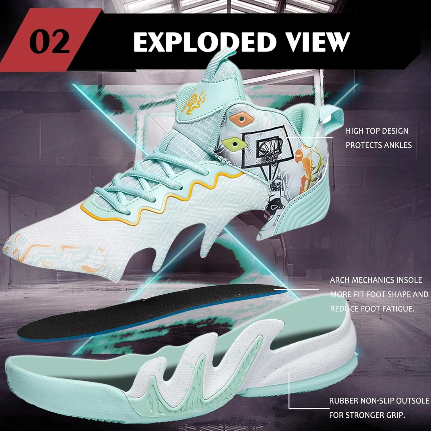 CJSPORX Women Men Basketball Shoes Breathable Men Non Slip Outdoor Fashion Unisex Sneakers