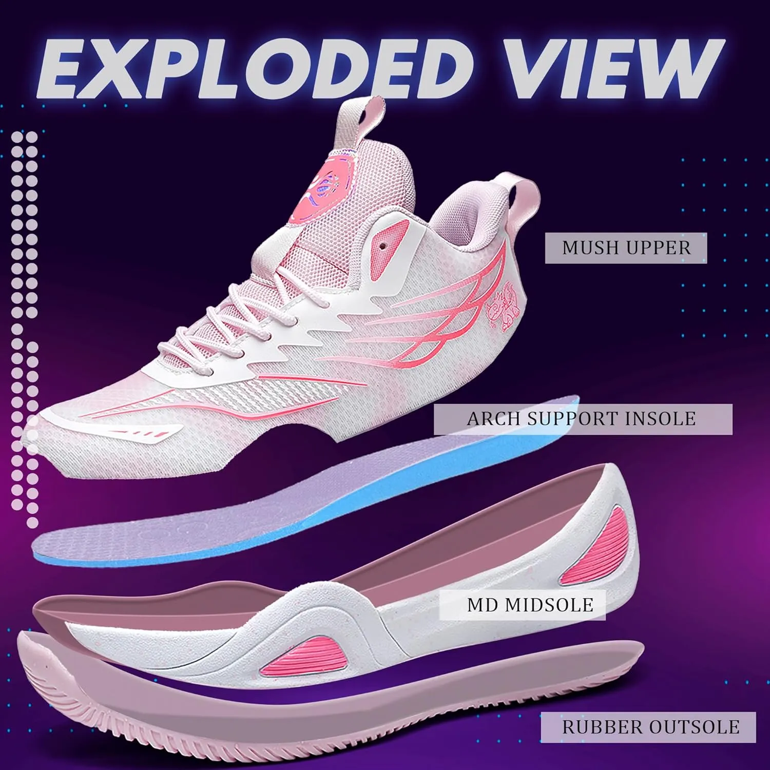 CJSPORX Women Men Basketball Shoes Breathable Men Non Slip Outdoor Fashion Unisex Sneakers