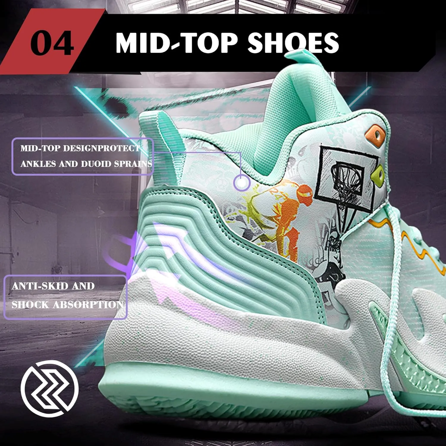 CJSPORX Women Men Basketball Shoes Breathable Men Non Slip Outdoor Fashion Unisex Sneakers