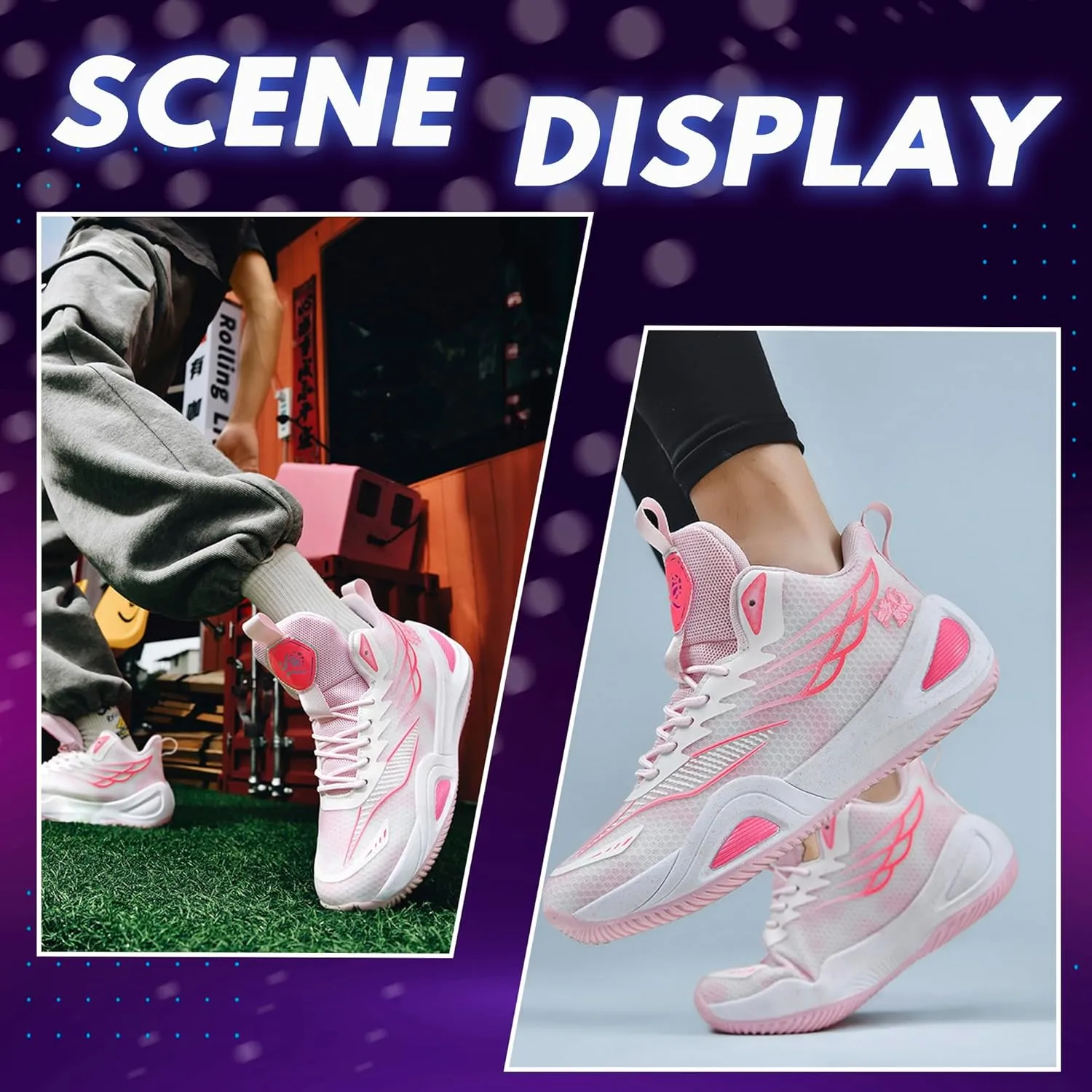 CJSPORX Women Men Basketball Shoes Breathable Men Non Slip Outdoor Fashion Unisex Sneakers