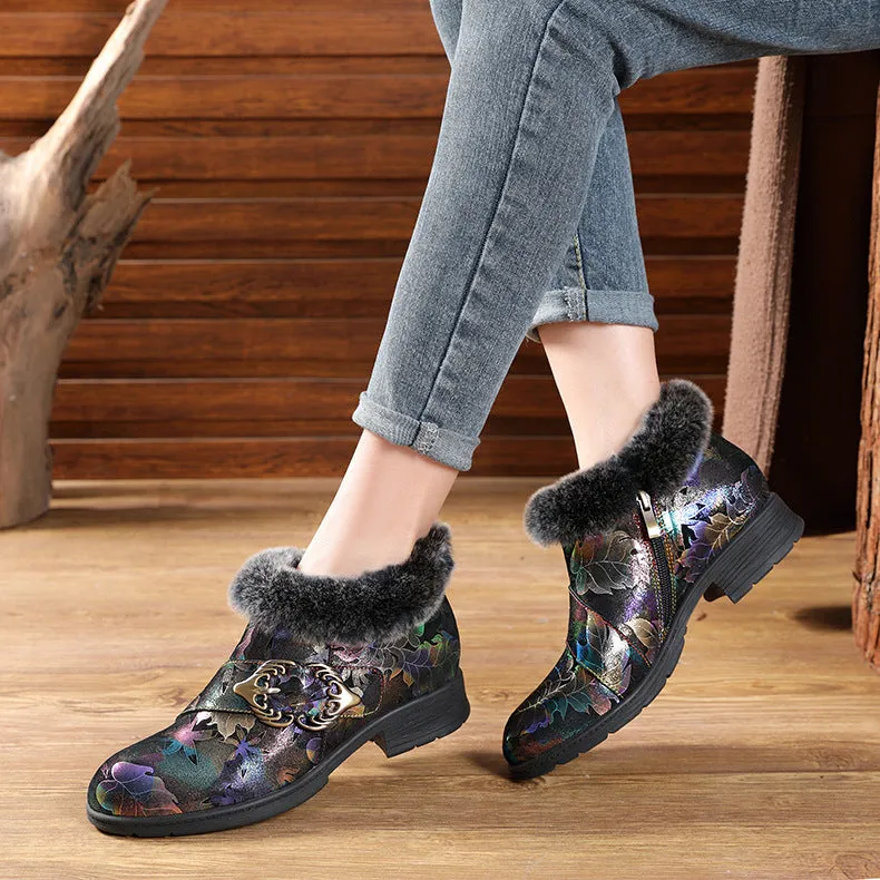 Comfortable Fur Collar Warm Flat Boots