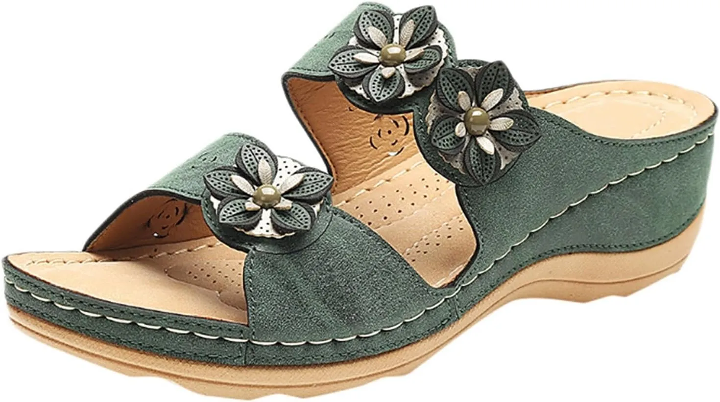 Eduavar Orthopedic Sandals for Women, Sandals for Women Casual Summer Breathable Slip-on Sandals Slippers Comfy Beach Shoes