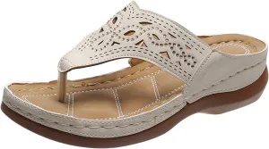 Eduavar Orthopedic Sandals for Women, Womens Sandals Retro Breathable Hollow Out Flip Flops Summer Beach Sandals Slippers