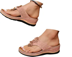 Eduavar Platform Sandals Women Casual Beach Walking Shoes Orthopedic Arch Support Flip Flop Comfortable Wedge Slides Slippers