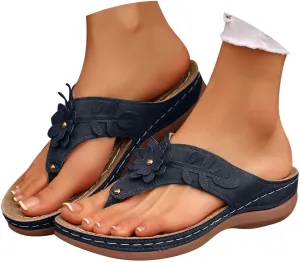 Eduavar Sandals for Women 2025 Casual Comfortable Arch Support Orthopedic Slippers Summer Vintage Slip On Thong Flip Flops