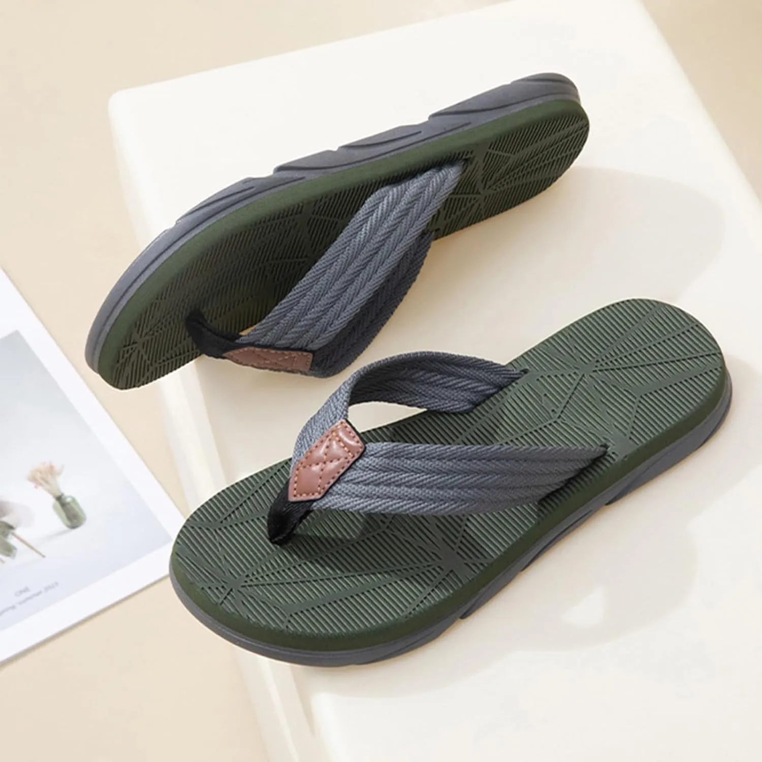 Eduavar Sandals for Women 2025 Fashion Summer Beach Orthotic Walking Thong Sandles Slip on Flip Flops Indoor Outdoor Shoes