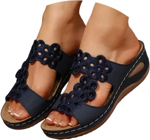 Eduavar Sandals for Women 2025 Slip On Comfortable Orthopedic Slide Slippers Lady Walking Platform Sandals with Arch Support