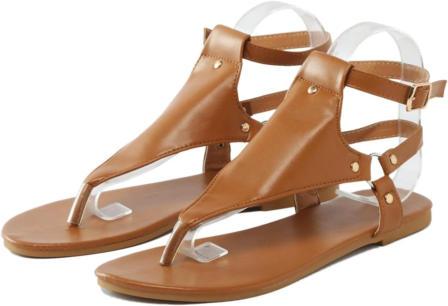 Eduavar Sandals for Women Dressy Summer, Flat Sandals for Women Summer Beach Open Toe Flip Flops Sandals with Buckle Strap