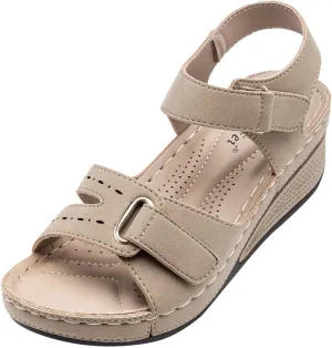 Eduavar Sandals for Women Dressy Summer, Platform Sandals Women Casual Orthopedic Open Toe Sandals Shoes with Buckle Strap