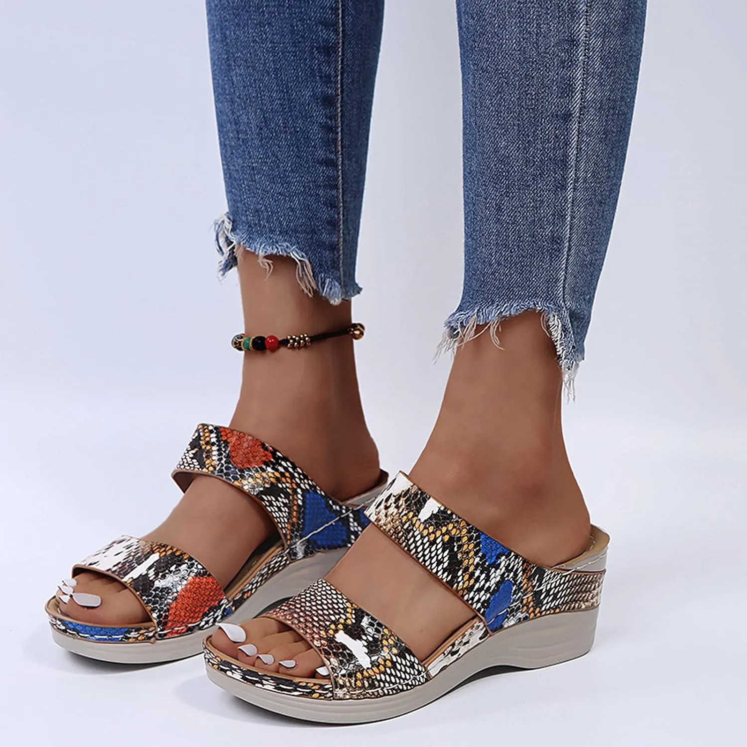 Eduavar Sandals Women Dressy Summer, Orthopedic Sandals for Women Platform Sandals Anti-Slip Espadrilles Wedge Sandals