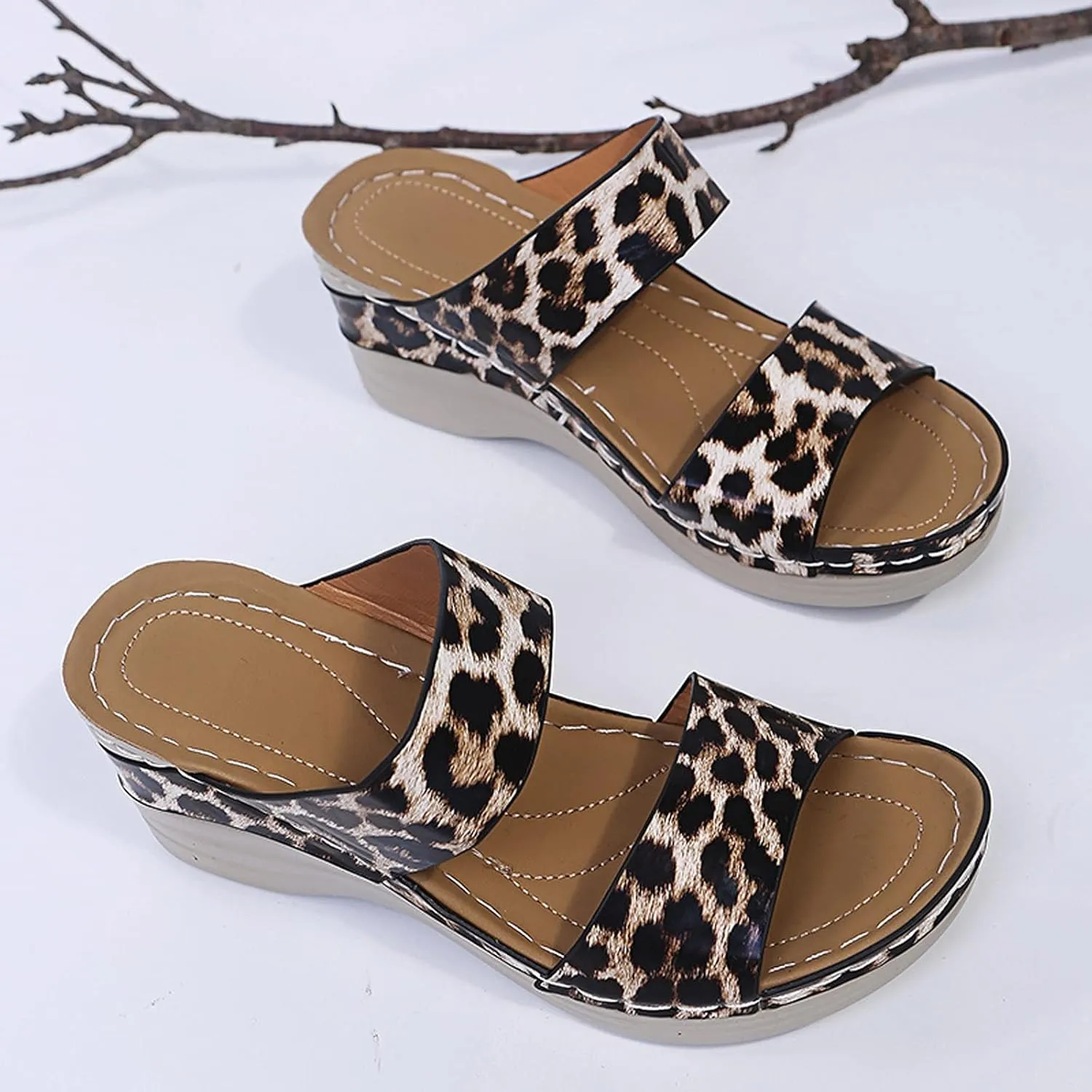 Eduavar Sandals Women Dressy Summer, Orthopedic Sandals for Women Platform Sandals Anti-Slip Espadrilles Wedge Sandals