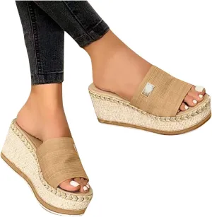 Eduavar Sandals Women Dressy Summer, Orthopedic Sandals for Women Platform Sandals Anti-Slip Espadrilles Wedge Sandals