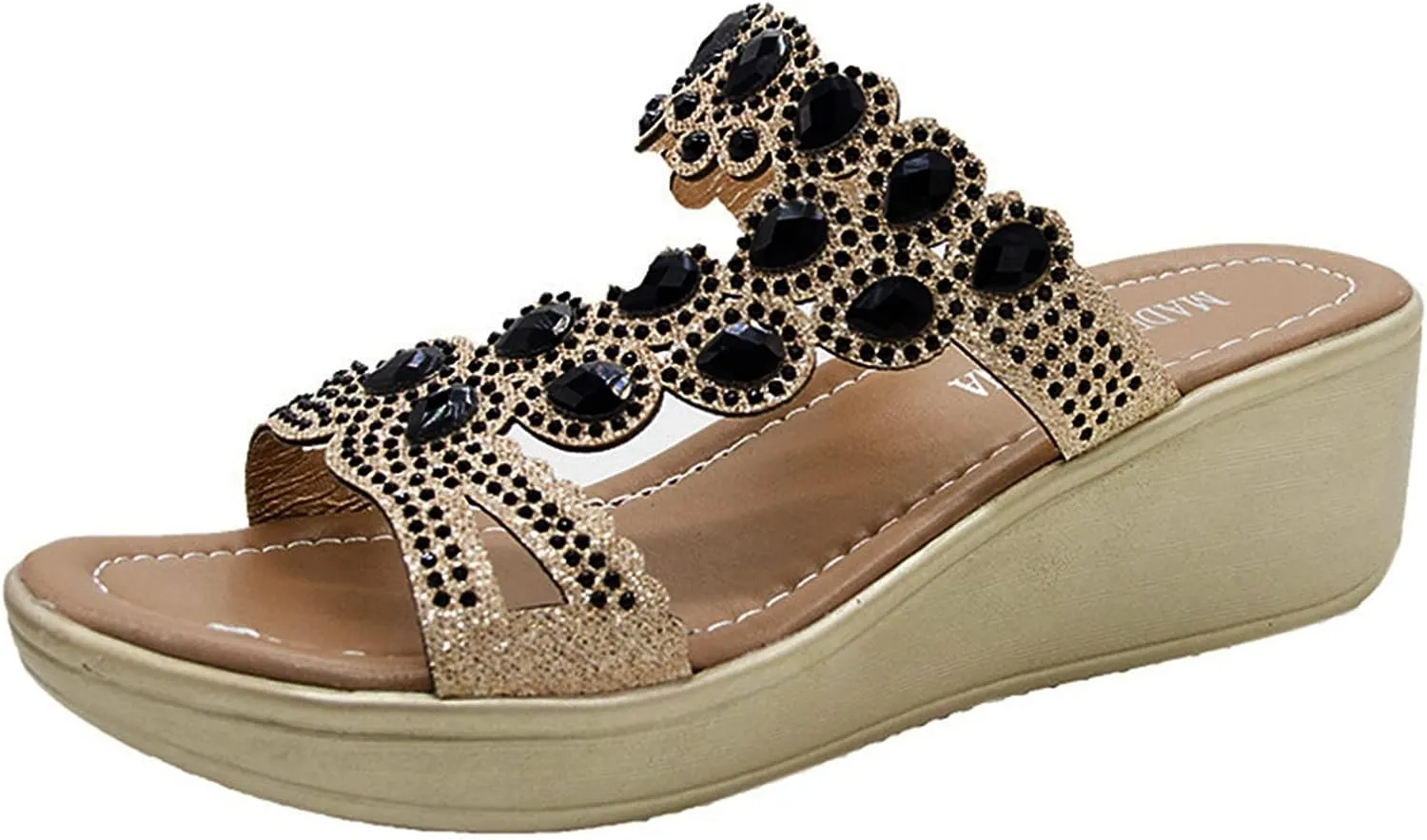 Eduavar Shoes for Women Sandals Dressy, Sandals for Women Dressy Summer Wedge Platform Sandals Peep Toe Crystal Sandals