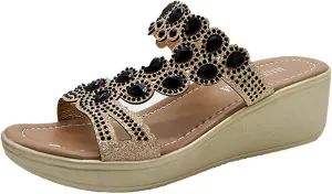 Eduavar Shoes for Women Sandals Dressy, Sandals for Women Dressy Summer Wedge Platform Sandals Peep Toe Crystal Sandals