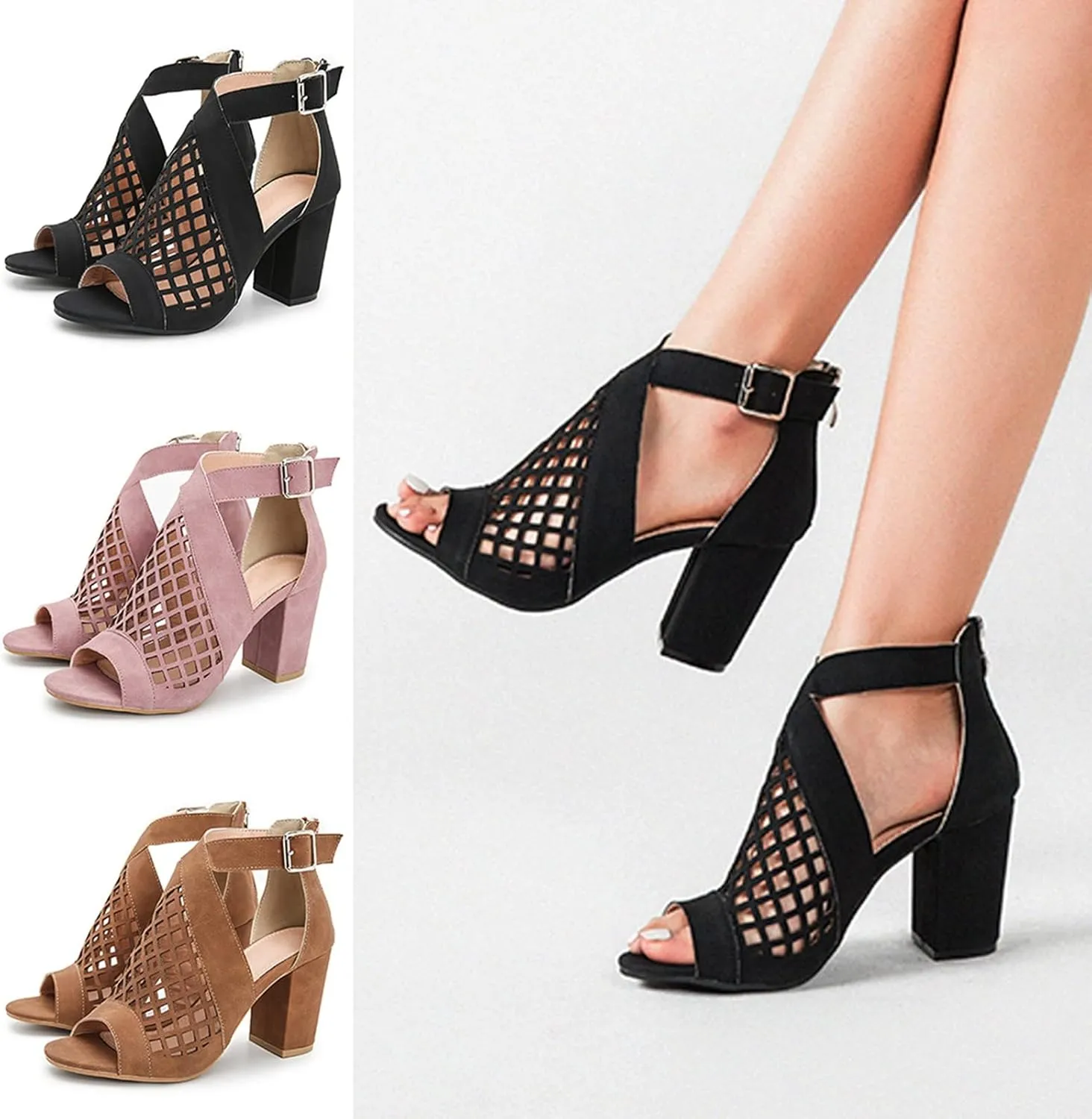 Eduavar Summer Sandals for Women 2023, Orthopedic Sandals for Women Fish Mouth Hollow Out Heel Sandals with Ankle Strap