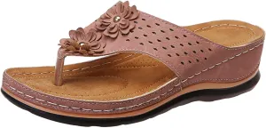 Eduavar Wedge Sandals for Women, Orthopedic Sandals for Women Arch Support Open Toe Flip Flops Sandals Summer Beach Sandals