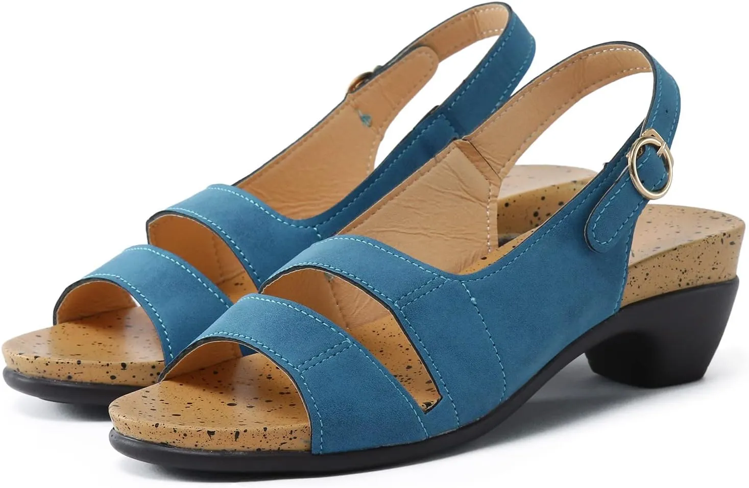 Eduavar Wedge Sandals for Women, Sandals Women Orthopedic Sandals Dressy Open Toe Low Heel Sandals with Ankle Strap