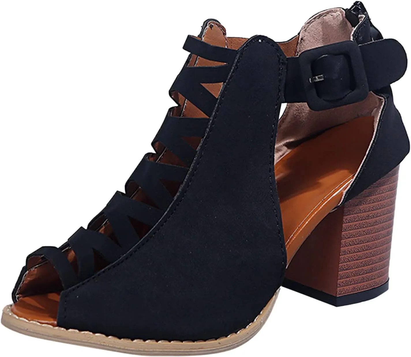 Eduavar Wedge Sandals for Women, Sandals Women Wedge Platform Sandals Zip Up Rhinestone Gladiator Flat Sandals