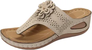 Eduavar Womens Sandals Arch Support Thong Ladies Wedge Sandals Comfortable Summer Orthopedic Beach Lightweight Flip-Flops